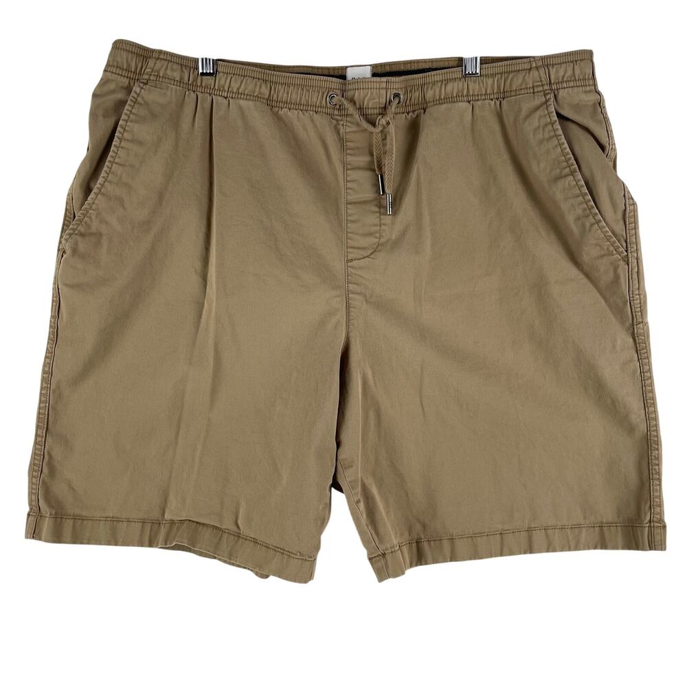 GAP MNS Easy Pull-On Shorts XXL Khaki Tan Cotton Stretch Elastic Waist 9” Inseam
